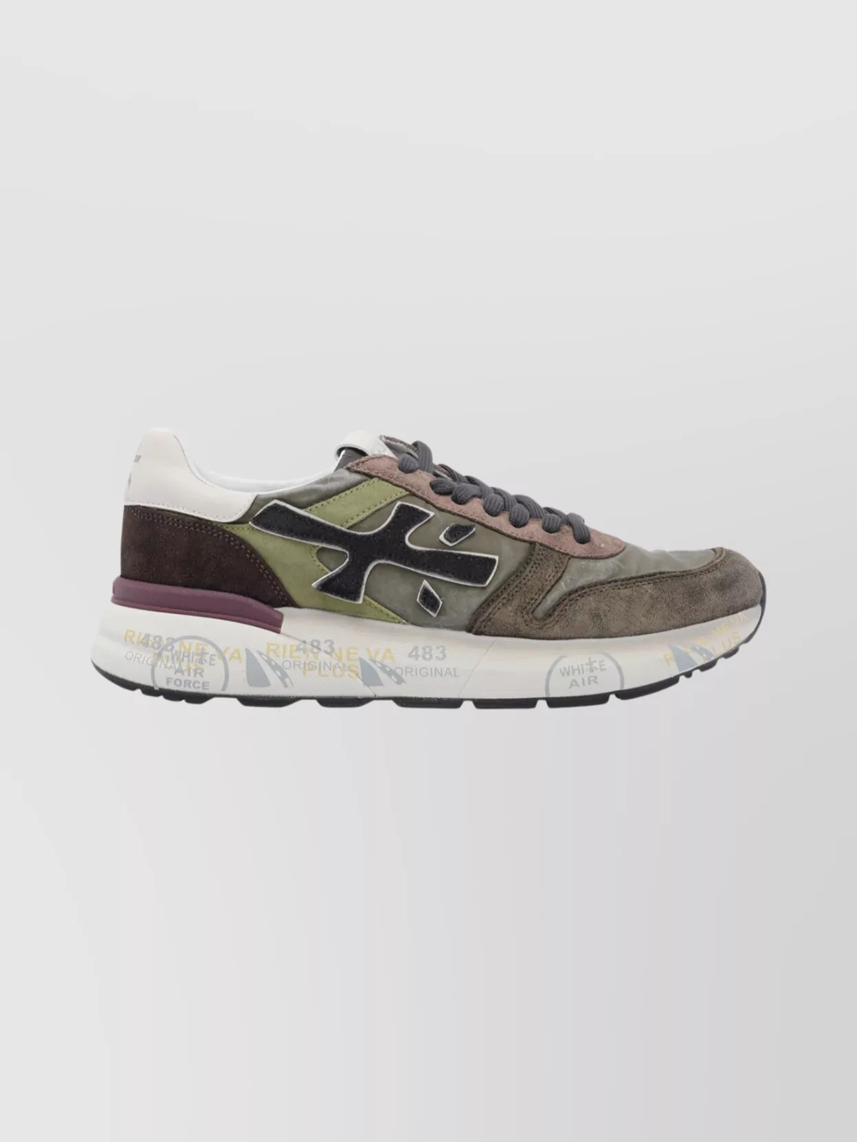Premiata Multicolor Suede And Fabric Sneakers In Brown