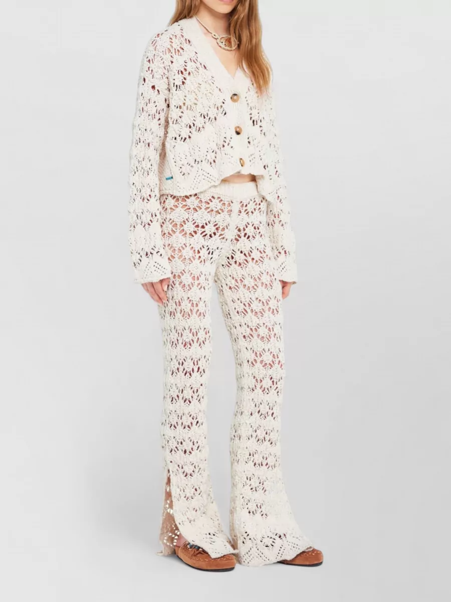 Alanui Lagoon Romance Crochet V Neck Cardigan