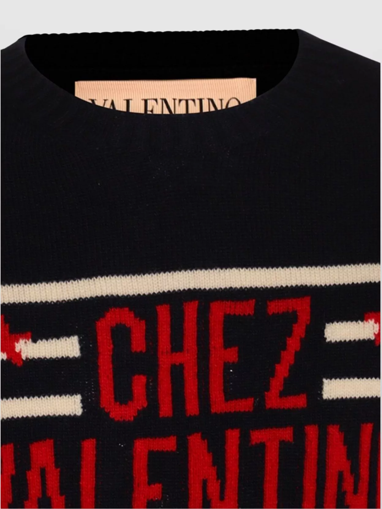 Valentino Striped Crewneck Sweater Ribbed Finish