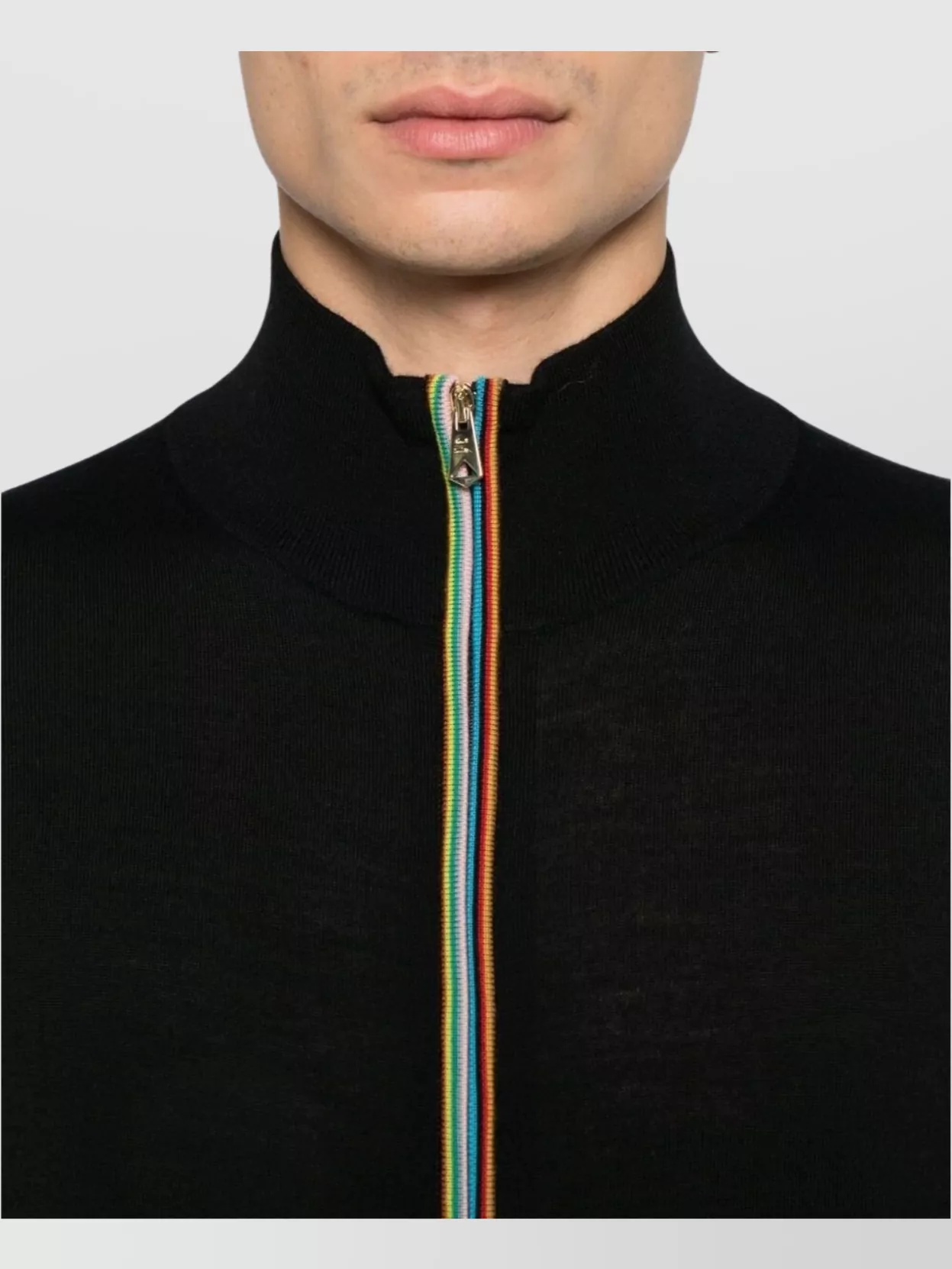 Paul Smith Merino Wool Ribbed Zip Cardigan