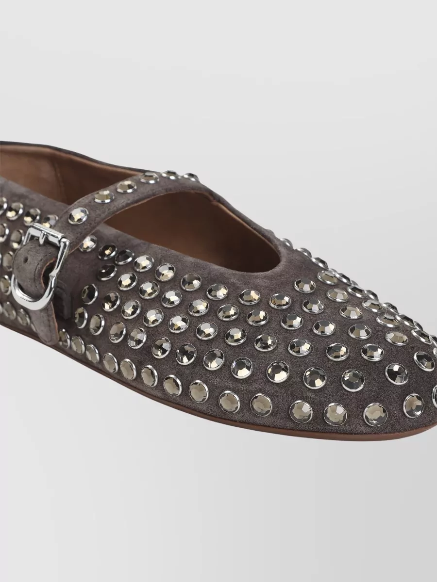 Alaïa Suede Leather Studded Ballerina Flats