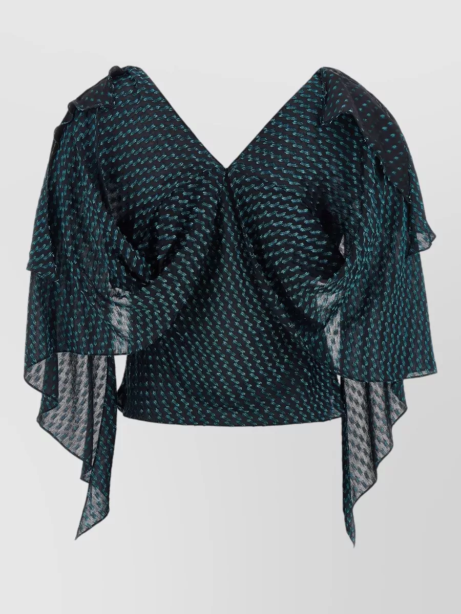 Kiko Kostadinov silk-blend draped asymmetric v-neck blouse