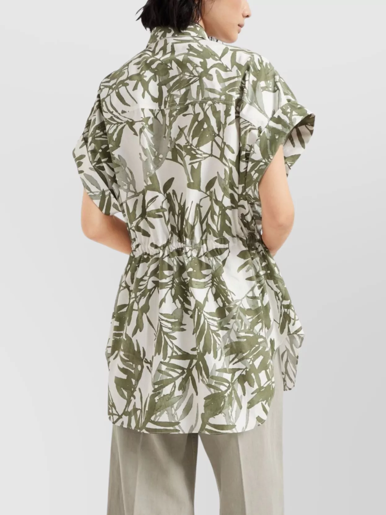 Brunello Cucinelli Leaf Print Cotton Shirt