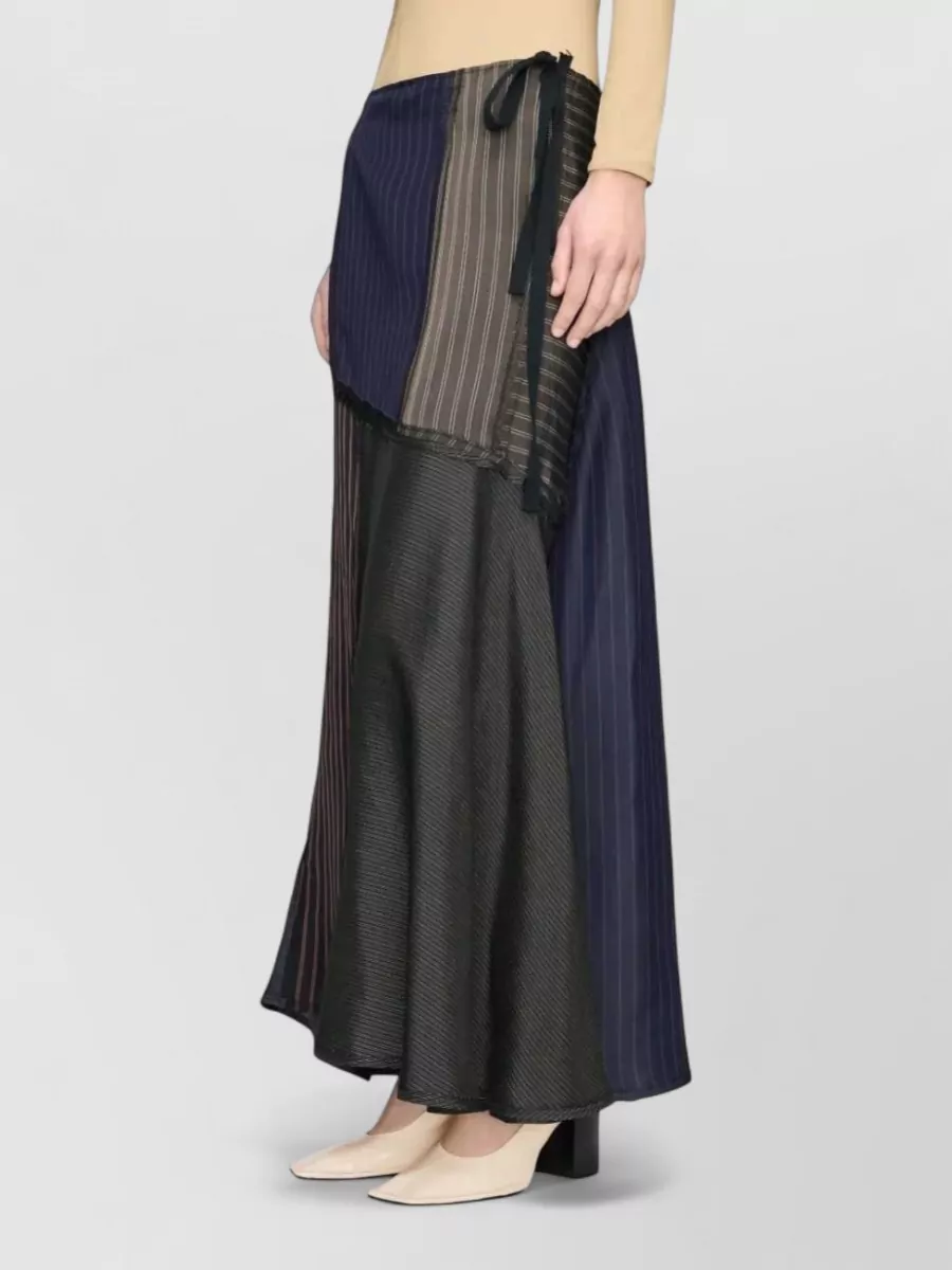 Maison Margiela Patchwork Pinstripe A-Line Wrap Skirt