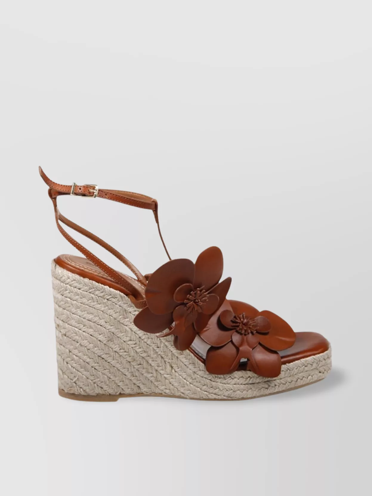 Zimmermann Heel Wedge Sandals Floral Embellishment In Brown