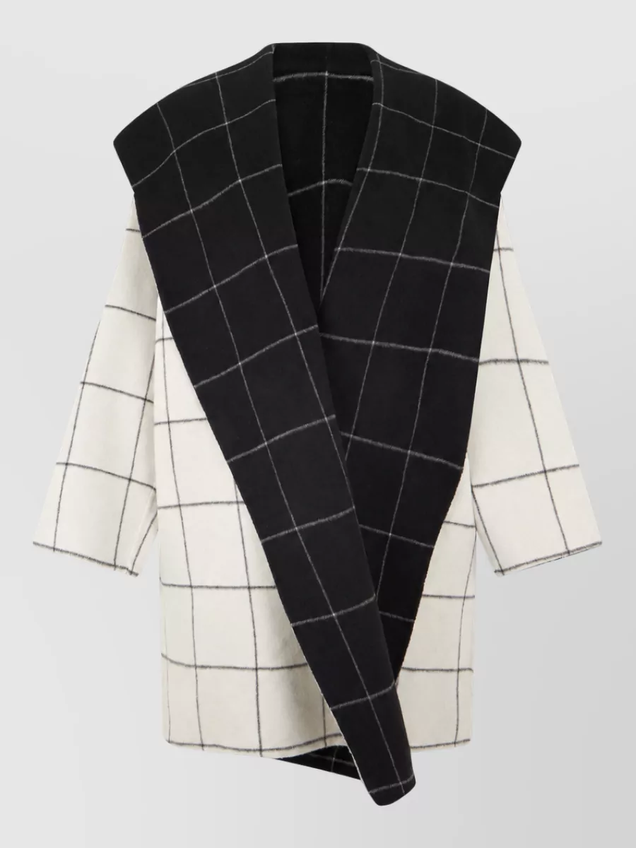 Totême wool reversible checked hooded coat