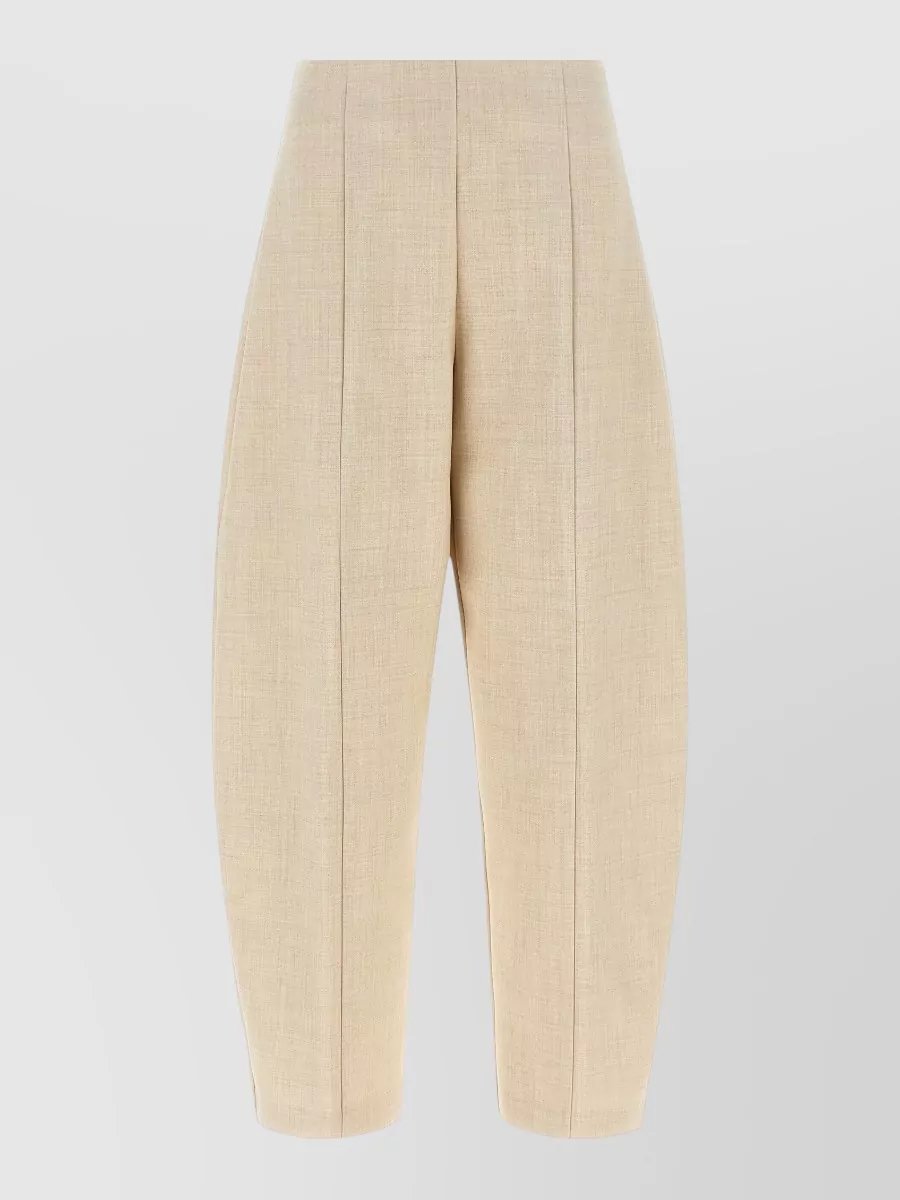 Nude Wool-Blend High-Rise Cropped Balloon Trousers