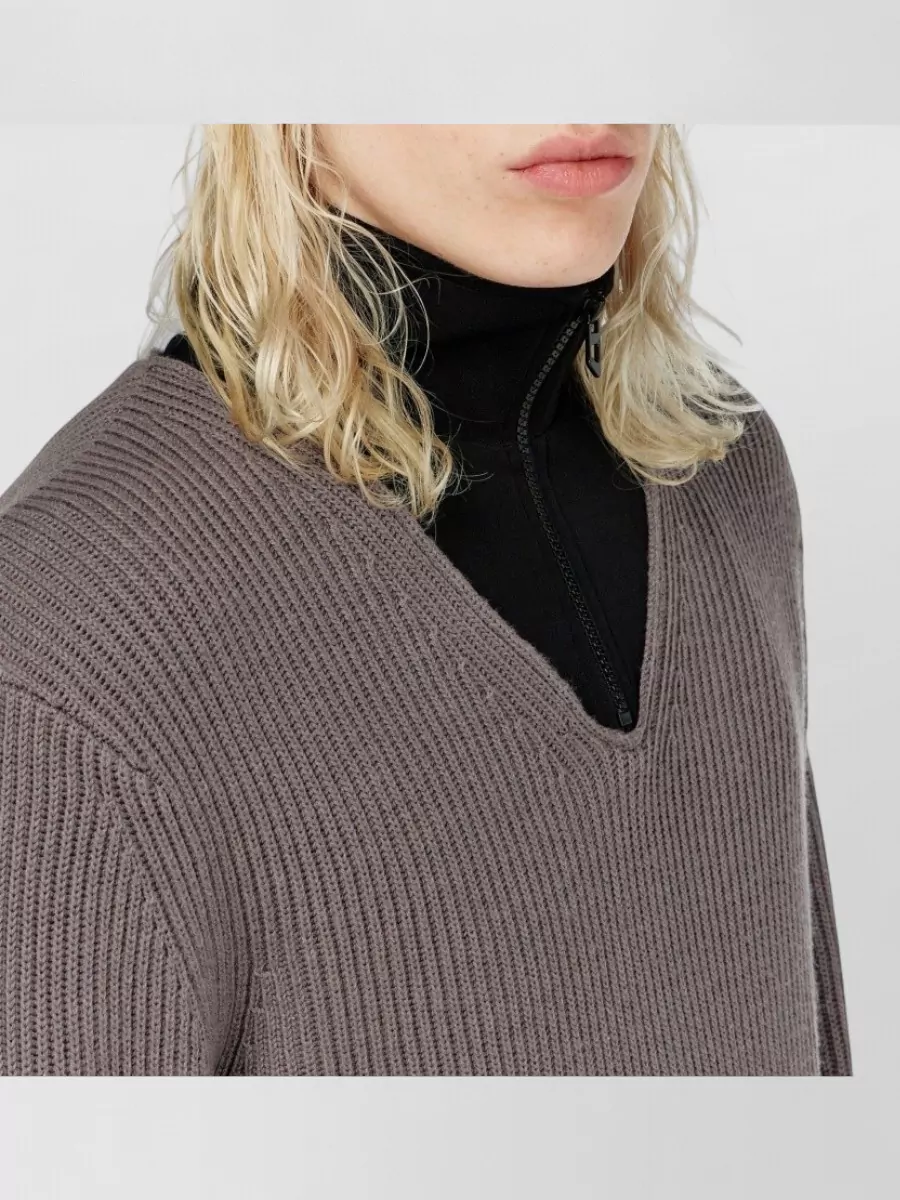 Diesel Ribbed Half-Zip High-Neck Sweater