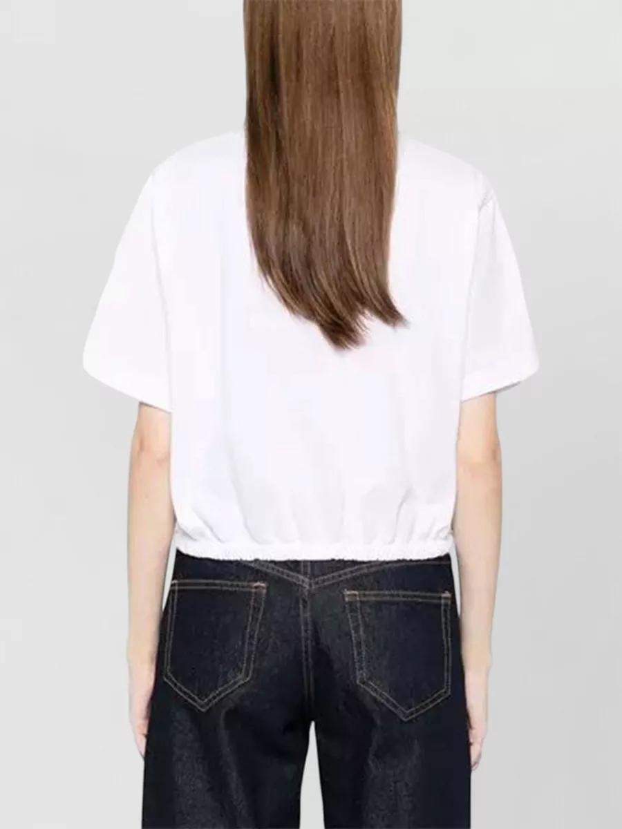 Moncler Cotton Cropped Short-Sleeve Polo Shirt
