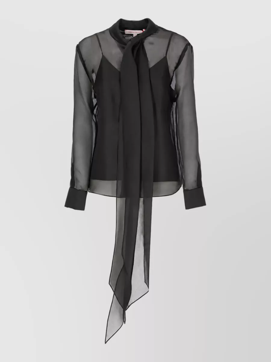 Carolina Herrera silk foulard-neck long-sleeve blouse