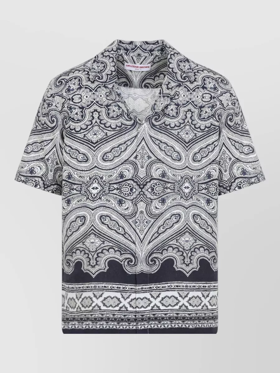 Orlebar Brown Linen Paisley-Print Short-Sleeve Bowling Shirt