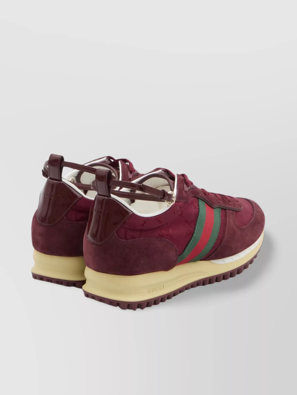 Gucci Motion Stripe Canvas Sneakers With Leather Detail