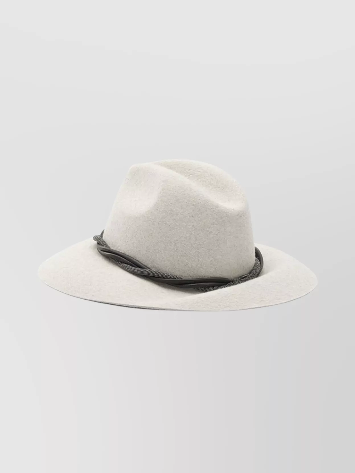 Brunello Cucinelli Wide Brim Fedora Twisted Band Detail In Neutral