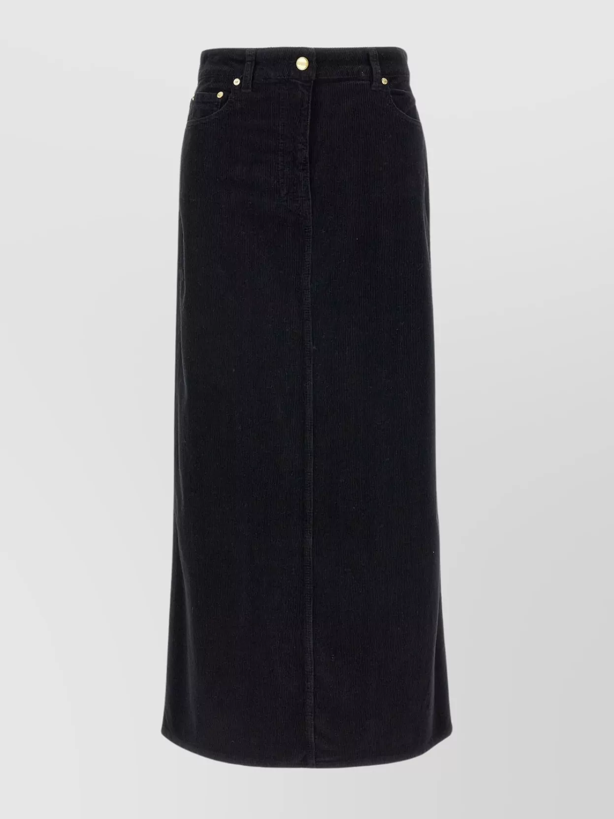 Shop Ganni Long Corduroy Skirt With Back And Side Pockets