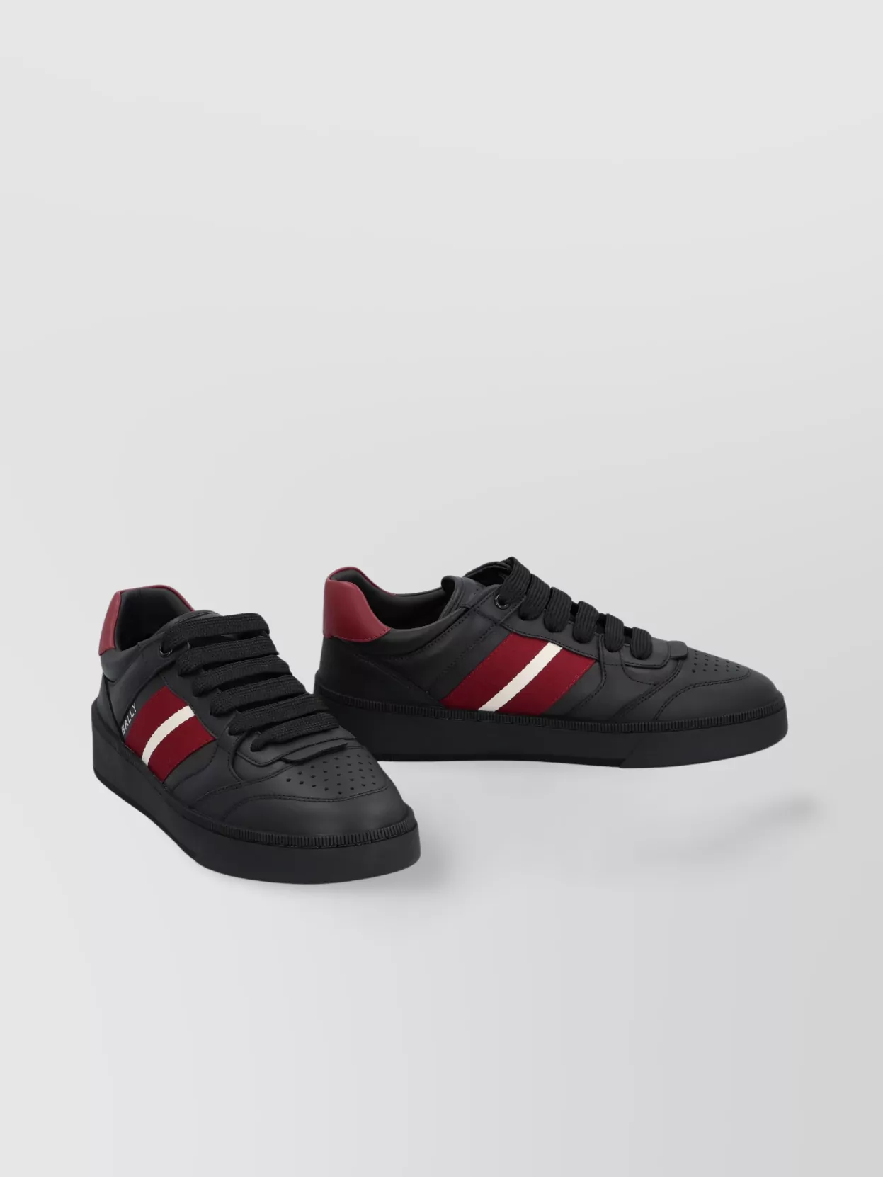 Bally Low-top Leather Sneakers With Stripe And Perforations