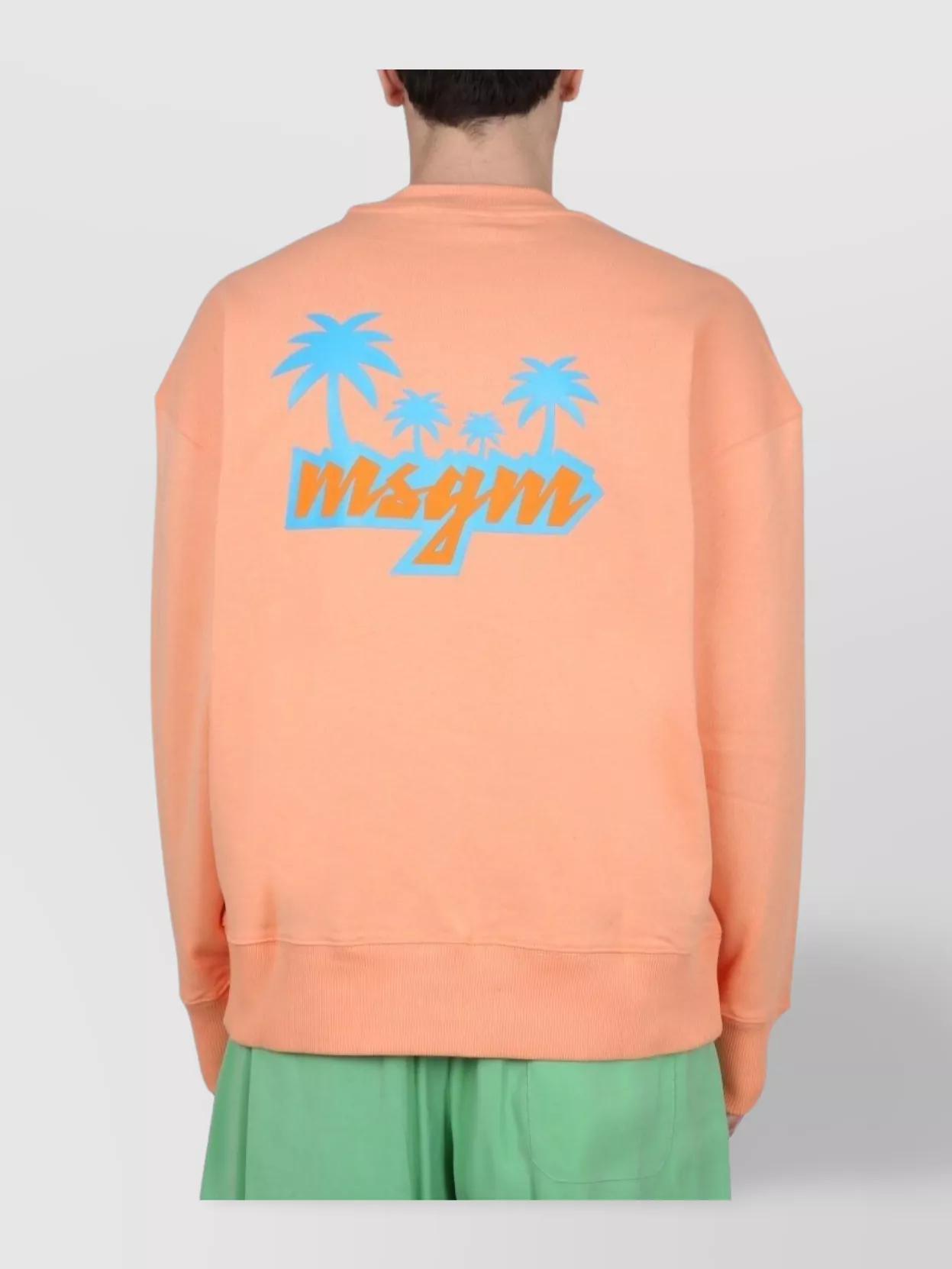 Msgm Graphic Print Cross-Neck Sweatshirt With Ribbed Trim