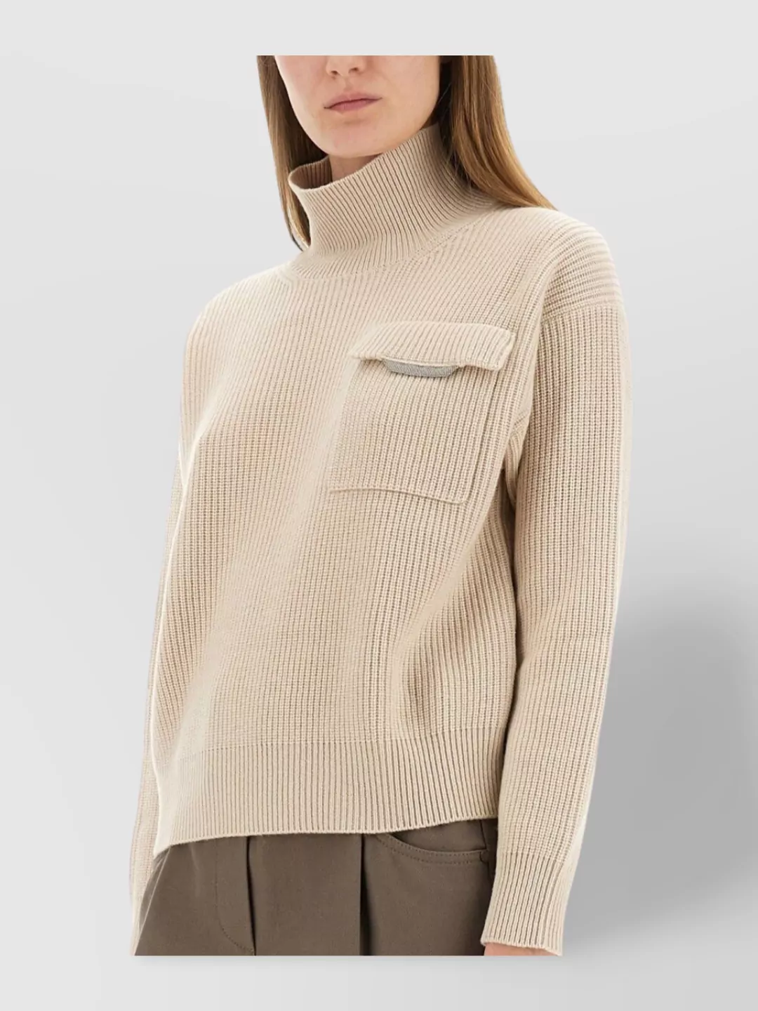 Brunello Cucinelli Cashmere Knit Sweater Chest Pocket