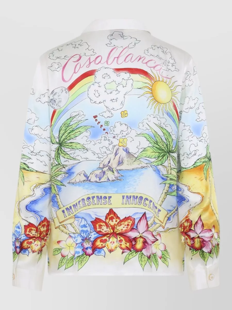 Casablanca Silk Printed Long-Sleeve Shirt