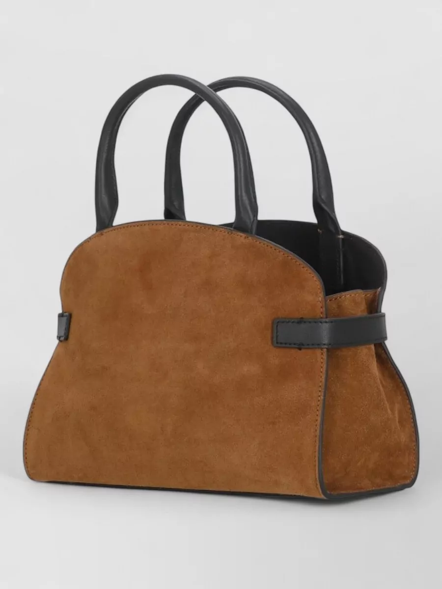 Coccinelle Suede Shoulder Bag Geometric Pattern Hardware