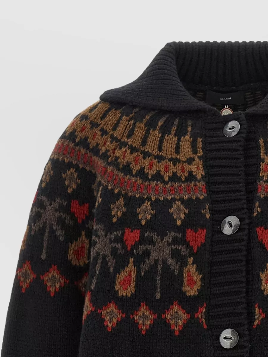 Alanui Fair Isle Hooded Wool Cardigan
