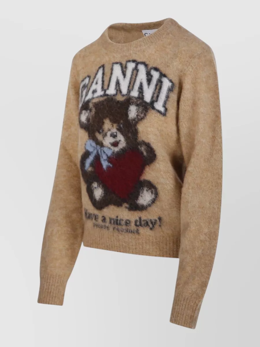 Ganni Alpaca Crewneck Sweater Graphic Knitwear