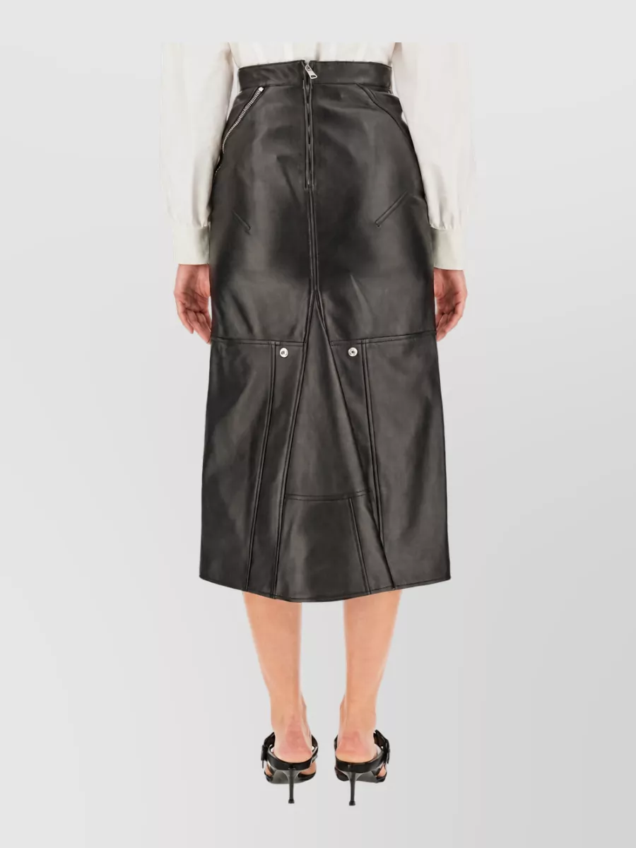 Alexander Mcqueen Leather Midi Skirt