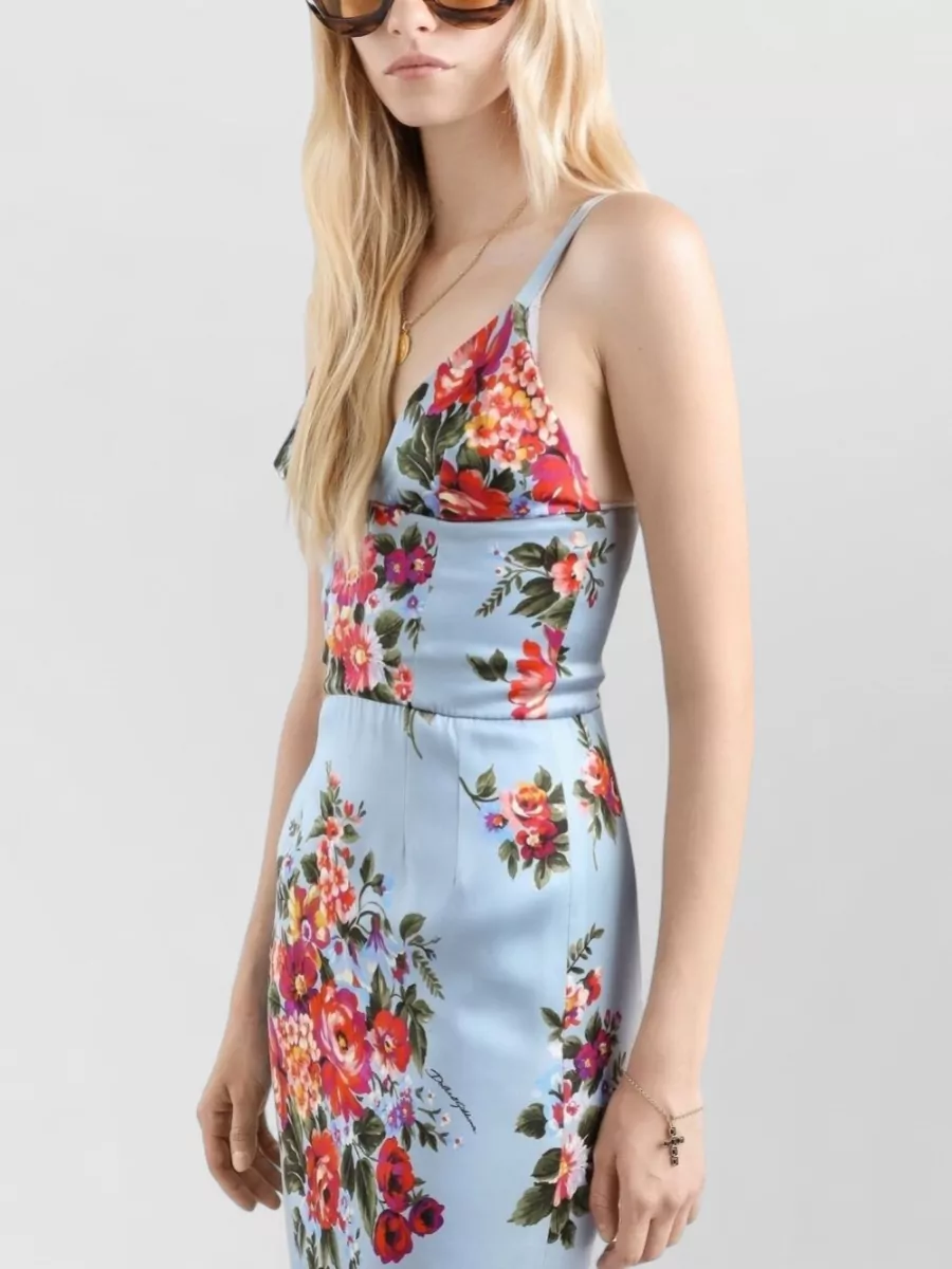Dolce&Gabbana Floral Print Satin Midi Dress
