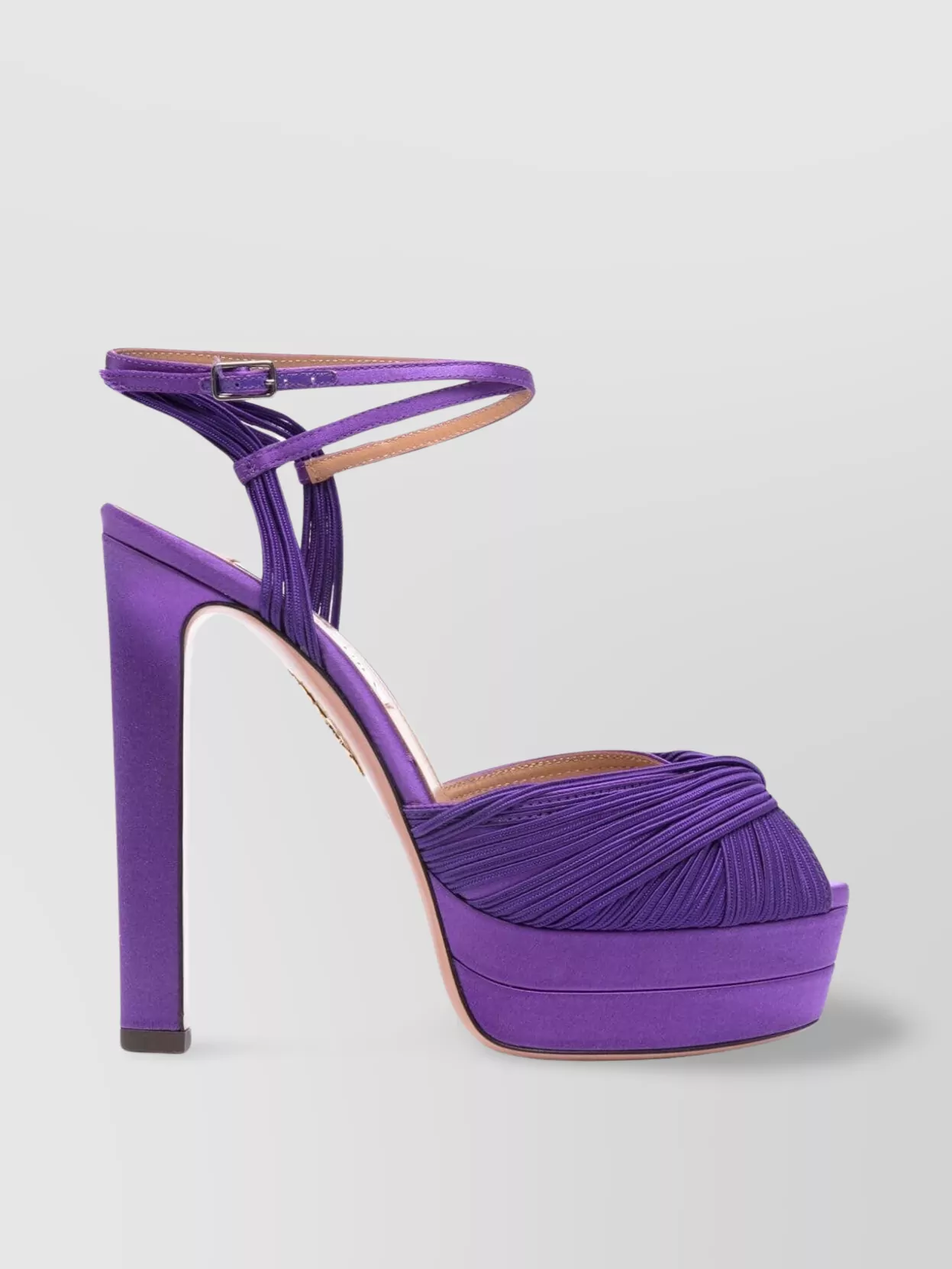 Shop Aquazzura Textured Block Heel Platform Sandals In Purple