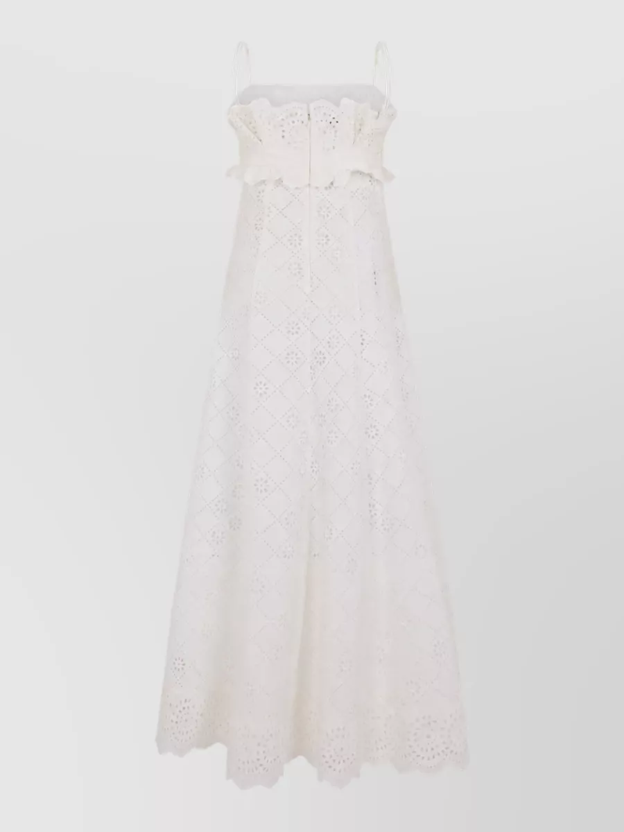 Alberta Ferretti cotton blend long strappy beach dress