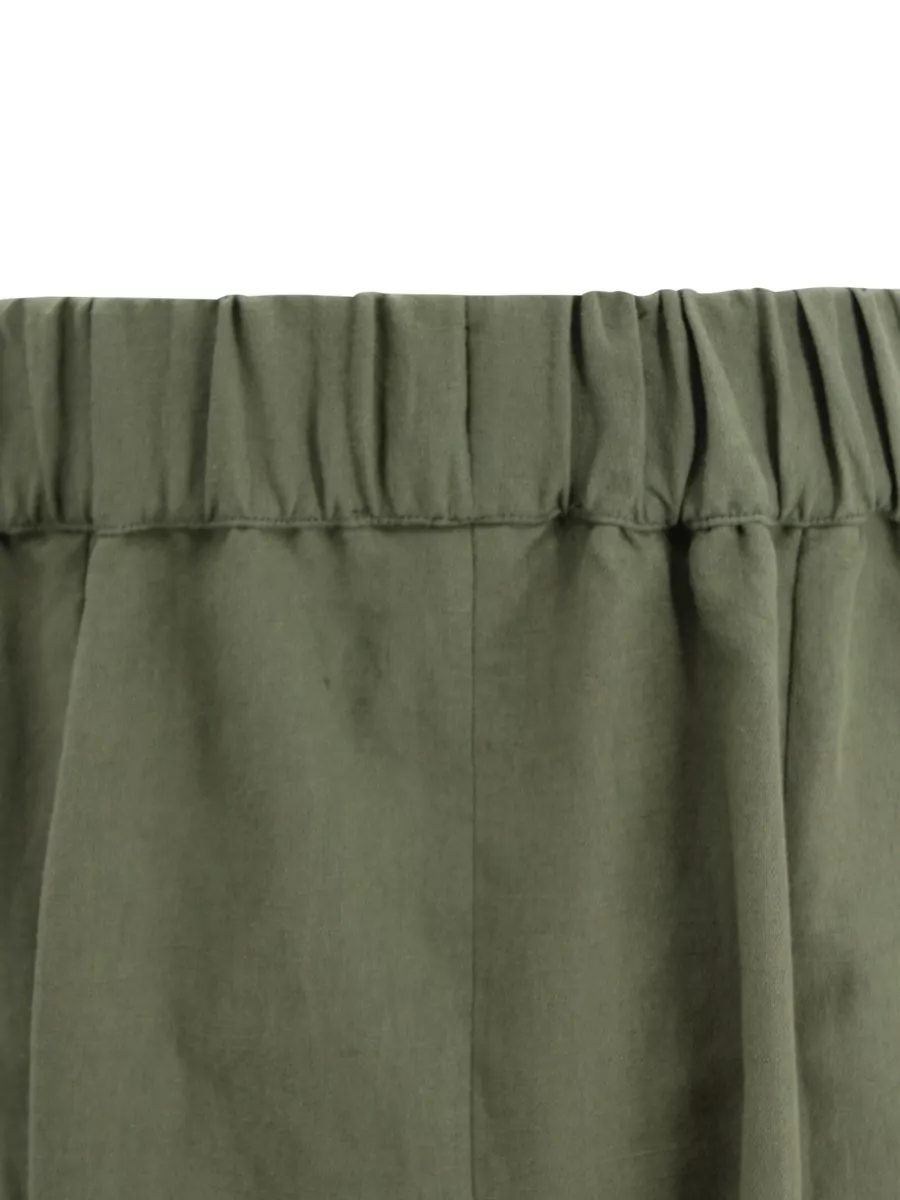 Whyci Linen High-Rise Pleated A-Line Skirt