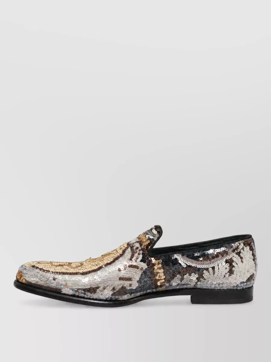 Dolce&Gabbana embroidered sequin leather monk shoes