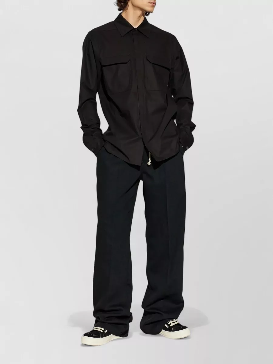 Rick Owens Dietrich Drawstring Trousers Wide Leg Pockets