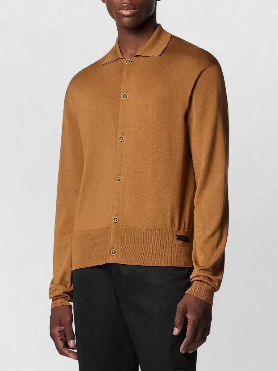 Versace Silk Knit Polo Cardigan