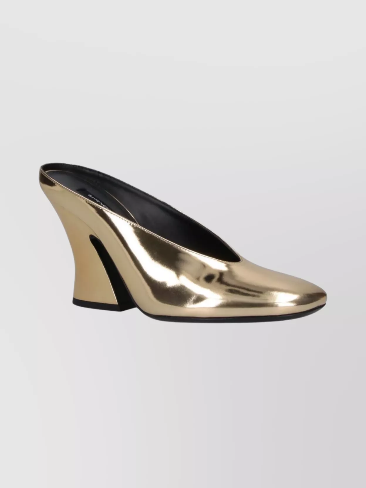 Givenchy Sculptural High Heel Mules With Metallic Finish