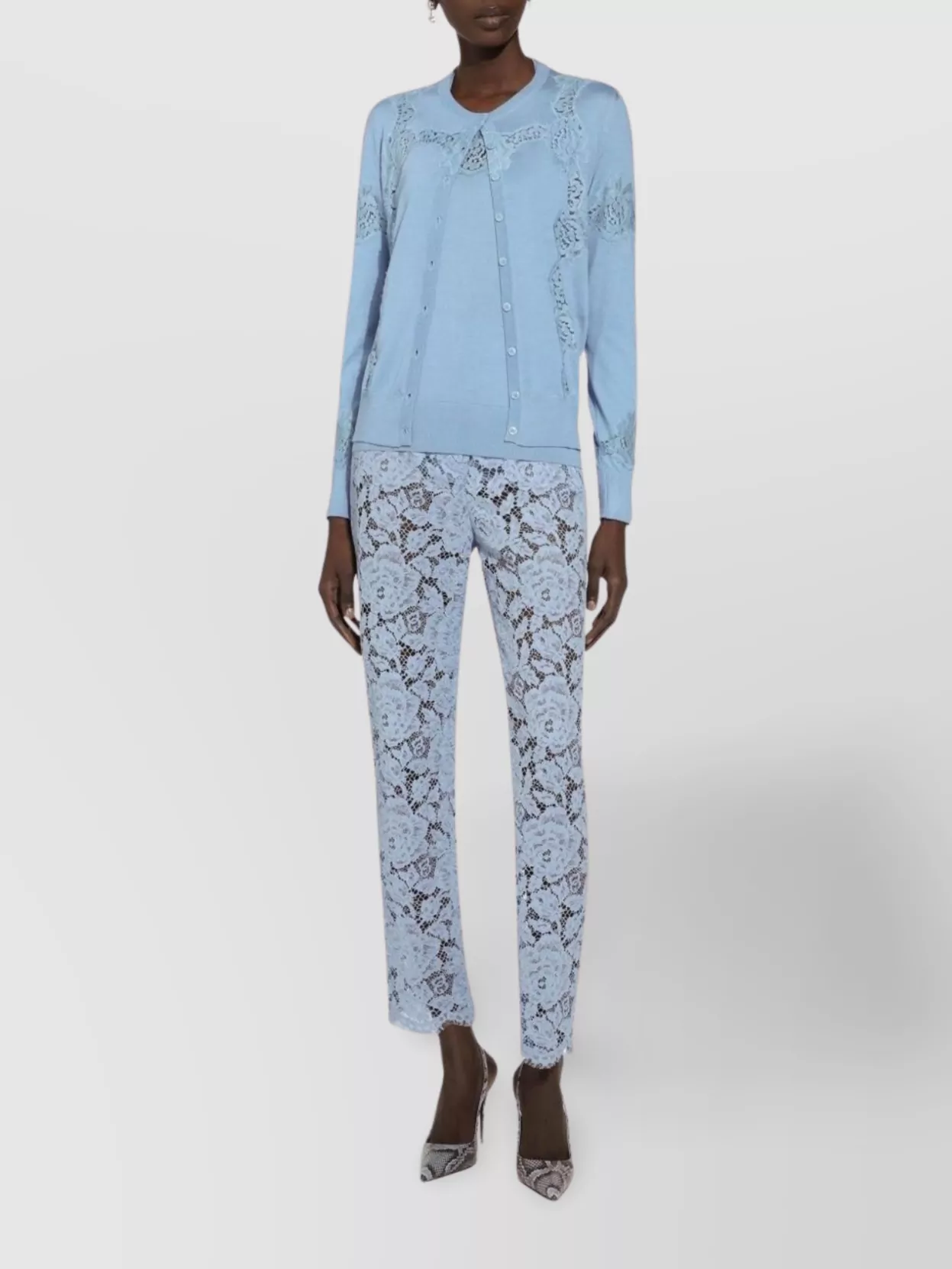Dolce&Gabbana Lace Overlay Silk Blend Trousers