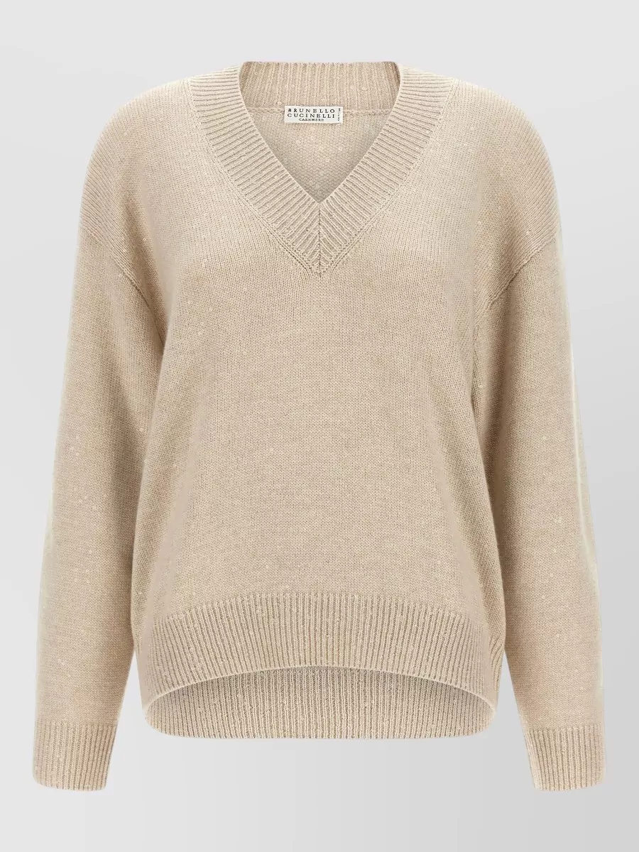 Brunello Cucinelli Cashmere Silk V-Neck Long-Sleeve Sweater