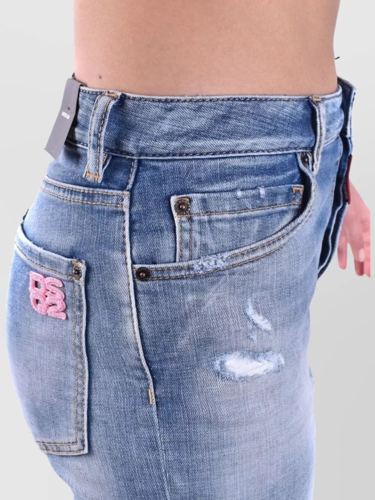 Dsquared2 Distressed Faded Five-Pocket Belted Jeans