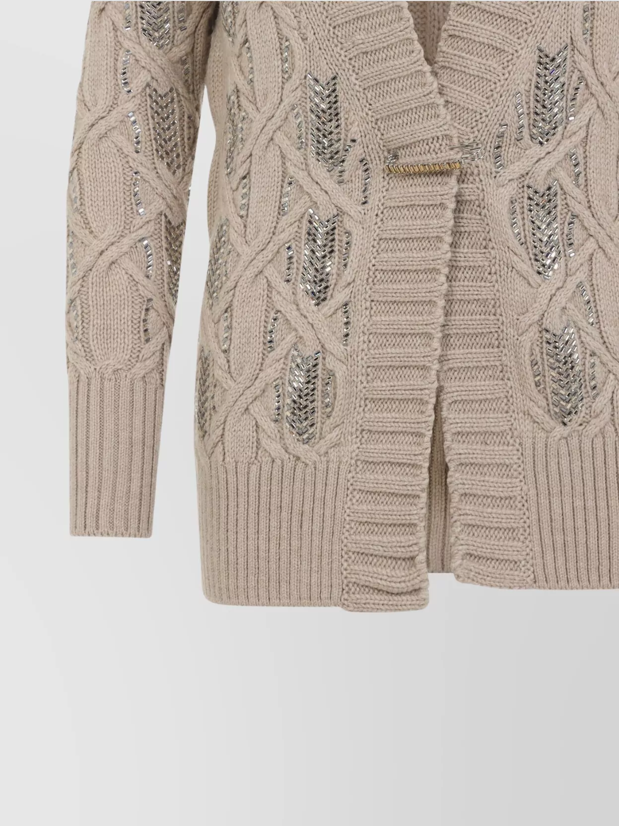 Ermanno Scervino Cable Knit Cardigan Crystal Embellishments
