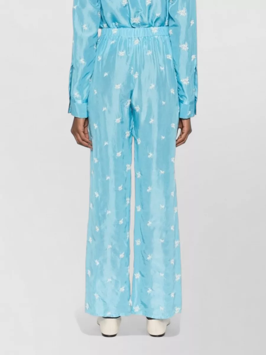 Forte Forte Silk Floral-Embroidered Wide-Leg Trousers