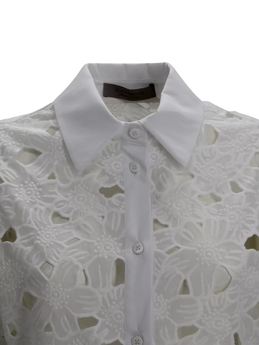 D.exterior Cotton Embroidered Short-Sleeve Shirt