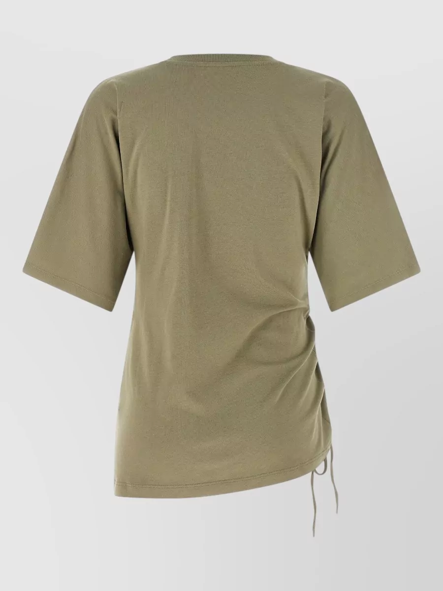 Balmain Ribbed Crew-Neck 3/4-Sleeve Printed Drawstring T-Shirt