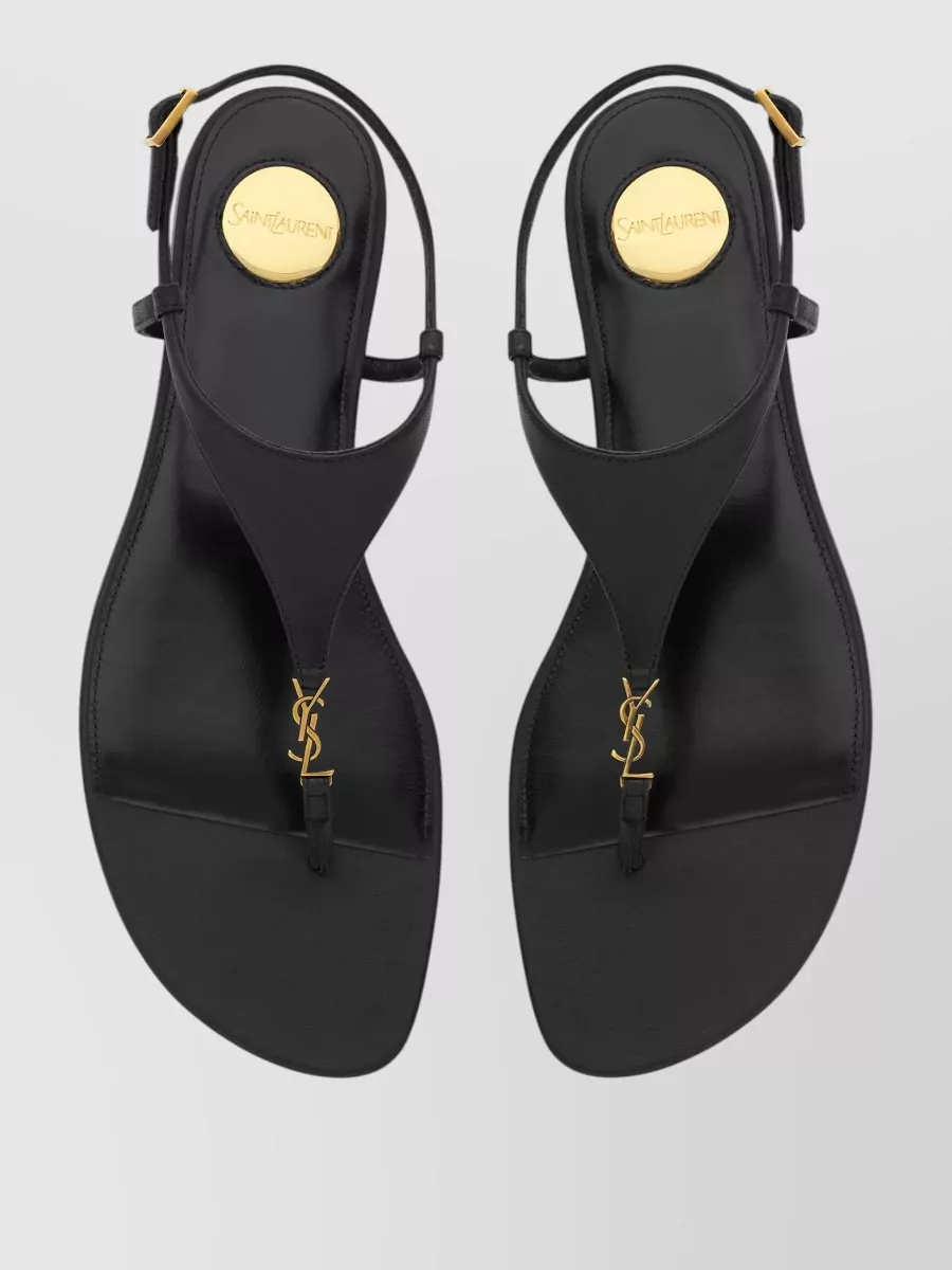 Saint Laurent Cassandra Flat Sandals Ankle Strap Hardware