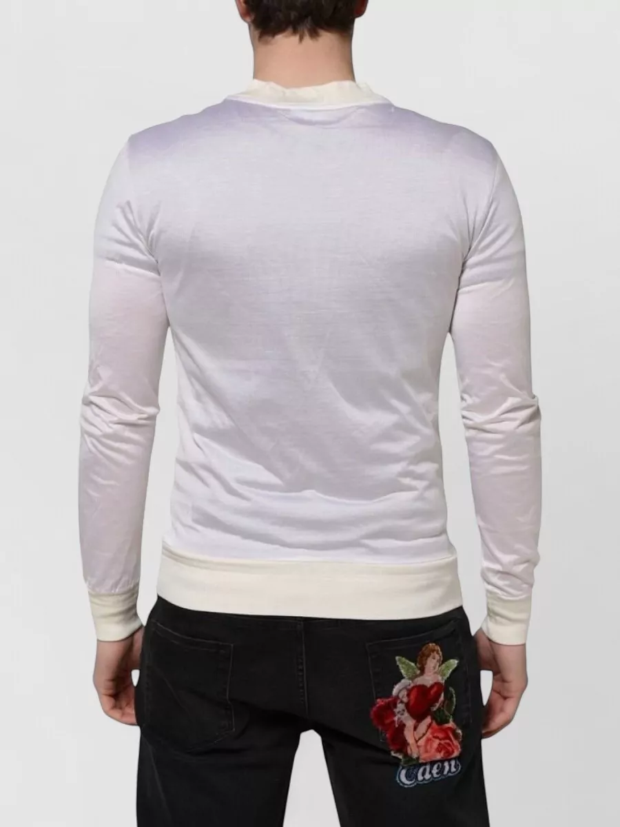 Dolce&Gabbana Silk Ribbed Crew Neck Long Sleeve Sweatshirt