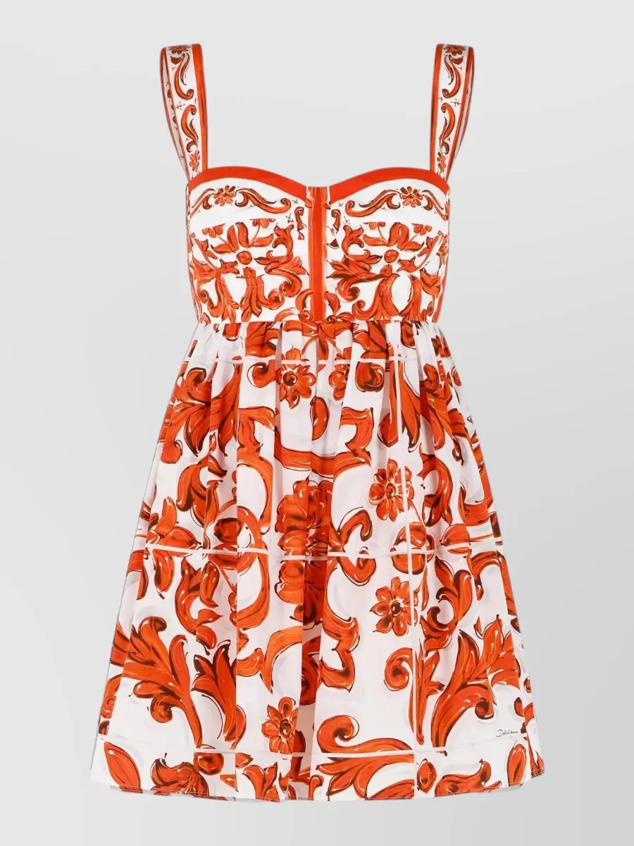 Dolce&Gabbana cotton majolica-print bustier mini dress