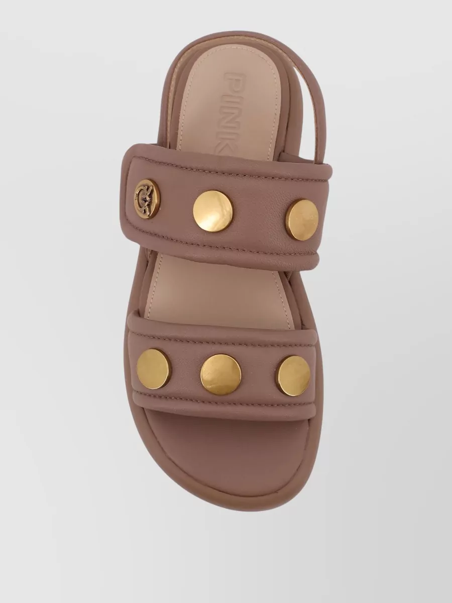 Pinko Flat Sandals Double Strap Slingback Gold Hardware