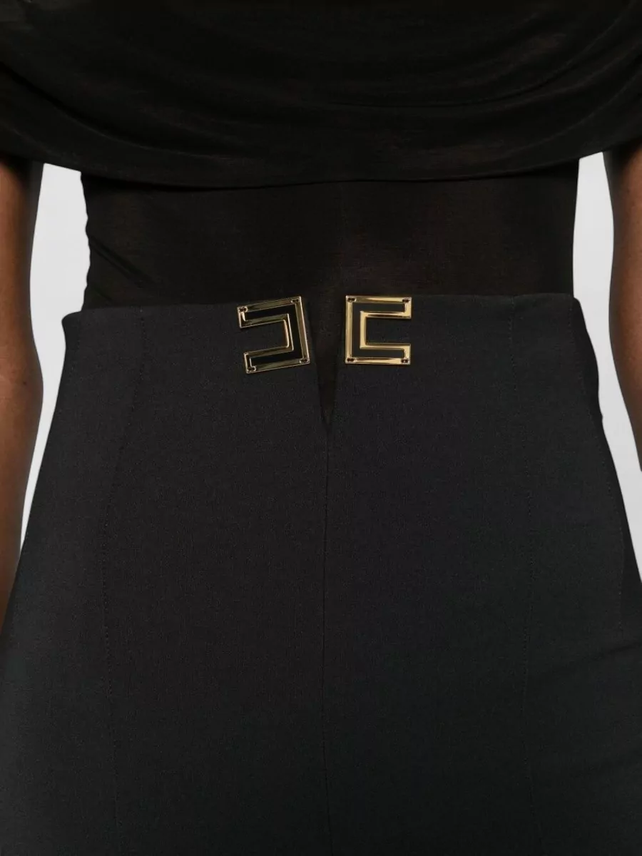 Elisabetta Franchi High Waist Skinny Trousers Cropped Slits