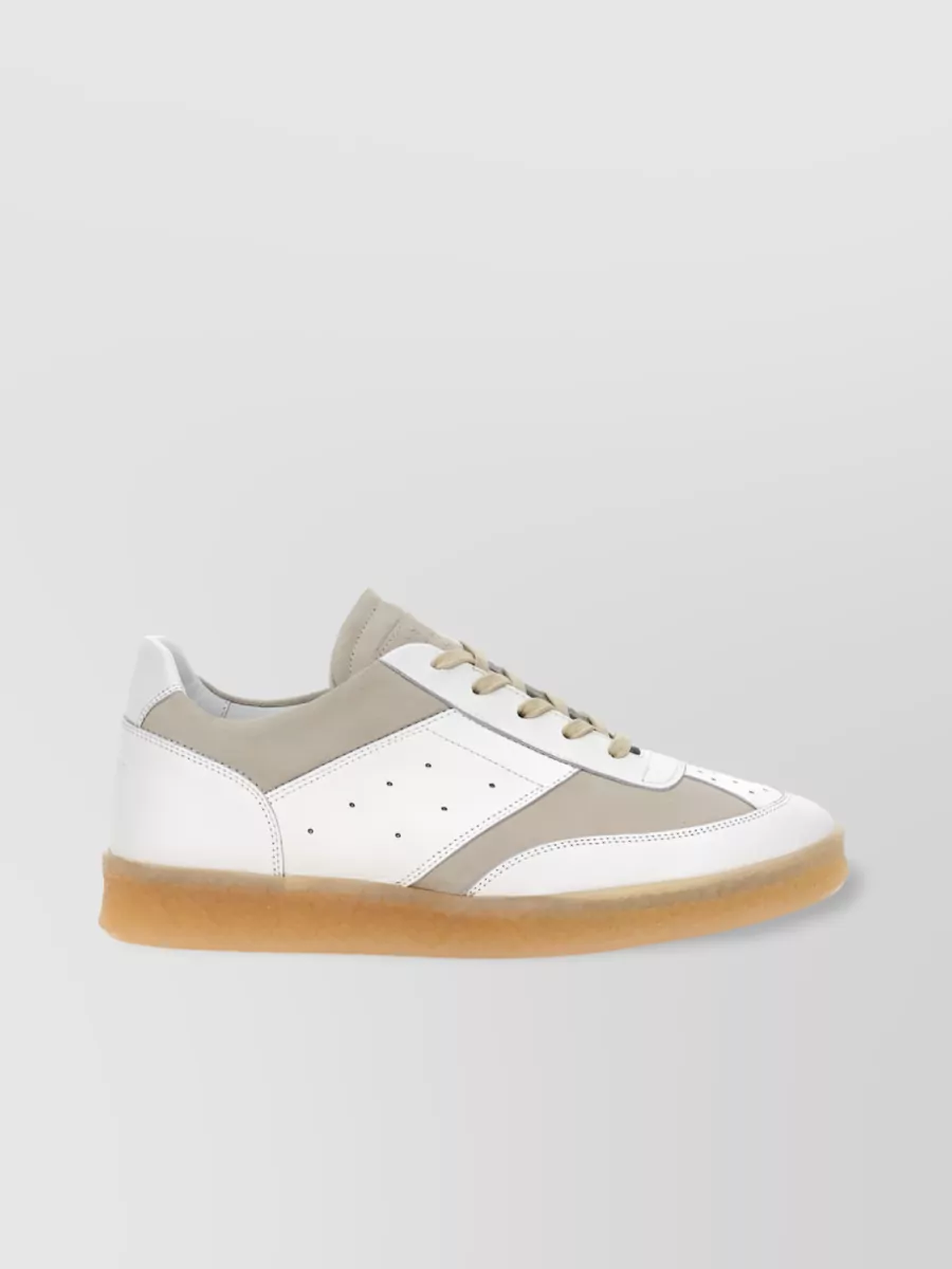 Shop Mm6 Maison Margiela Perforated Leather Panel Sneakers In White