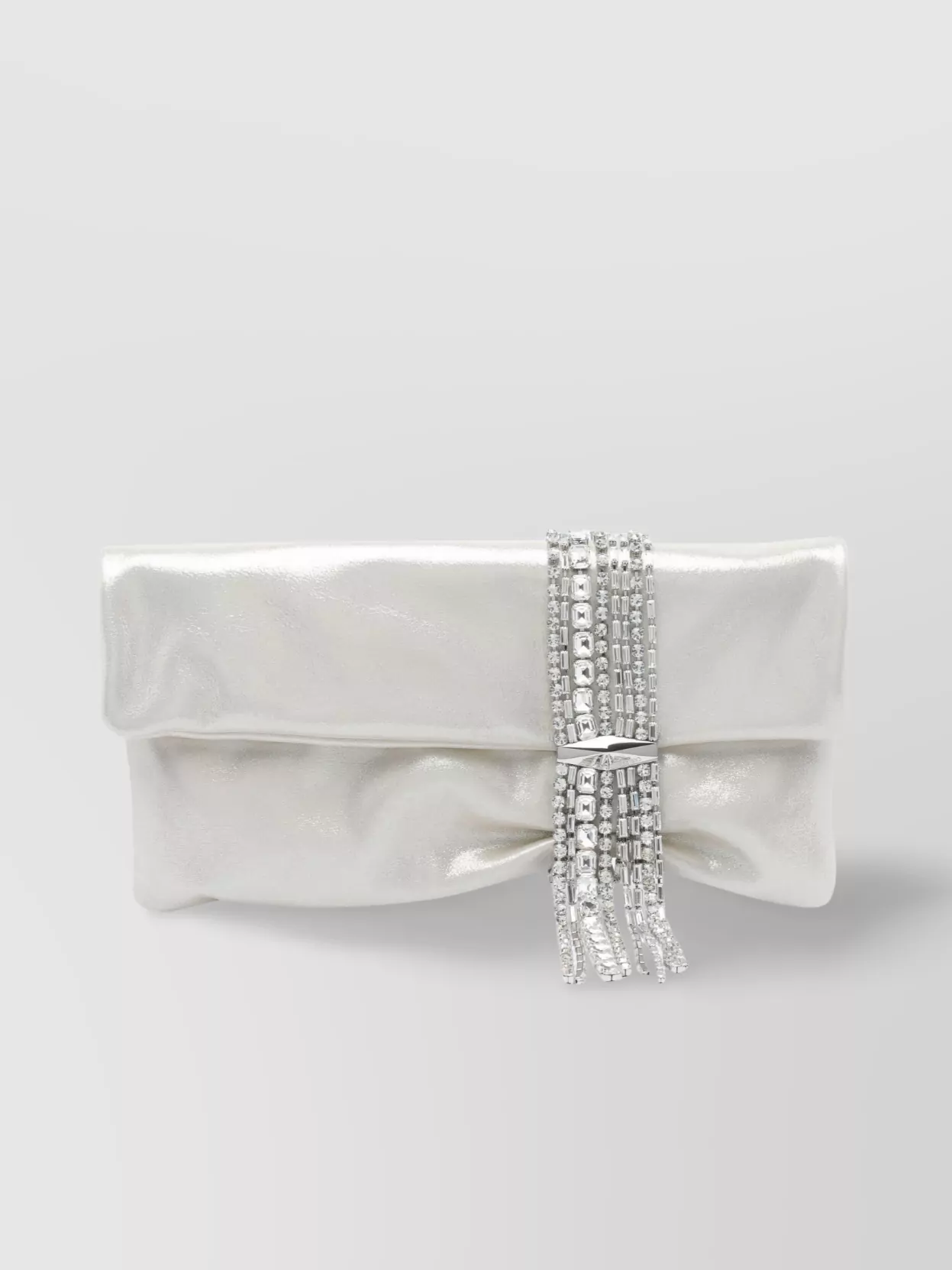 Jimmy Choo Flap Fold Rhinestone Metallic Clutch Bag
