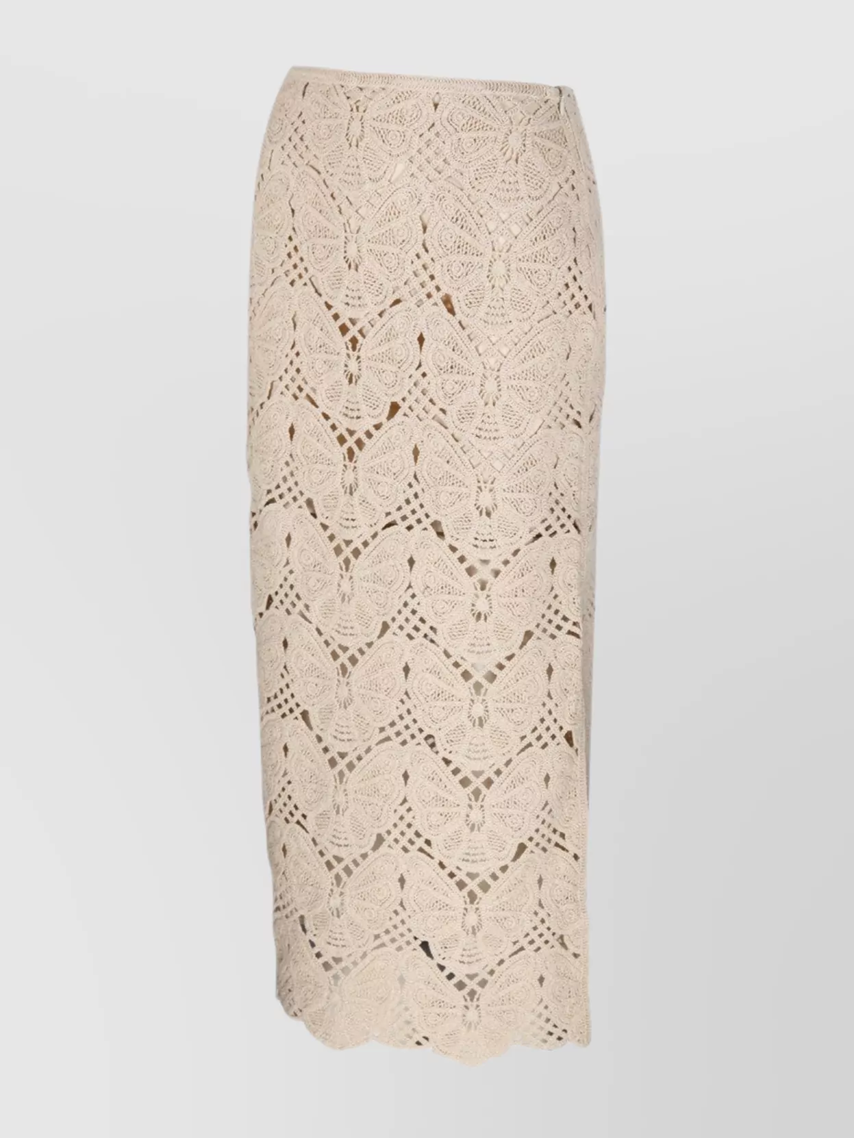 By Malene Birger Cantala Straight Side-slit Crochet Midi Skirt