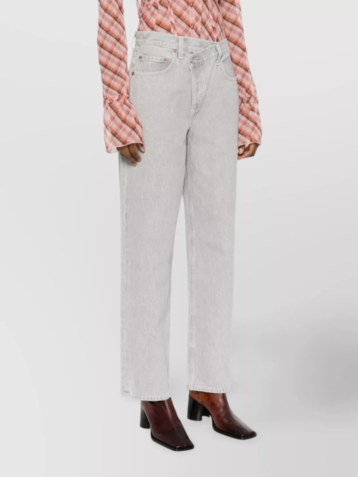 Agolde Denim Trousers With Belt Loops In White